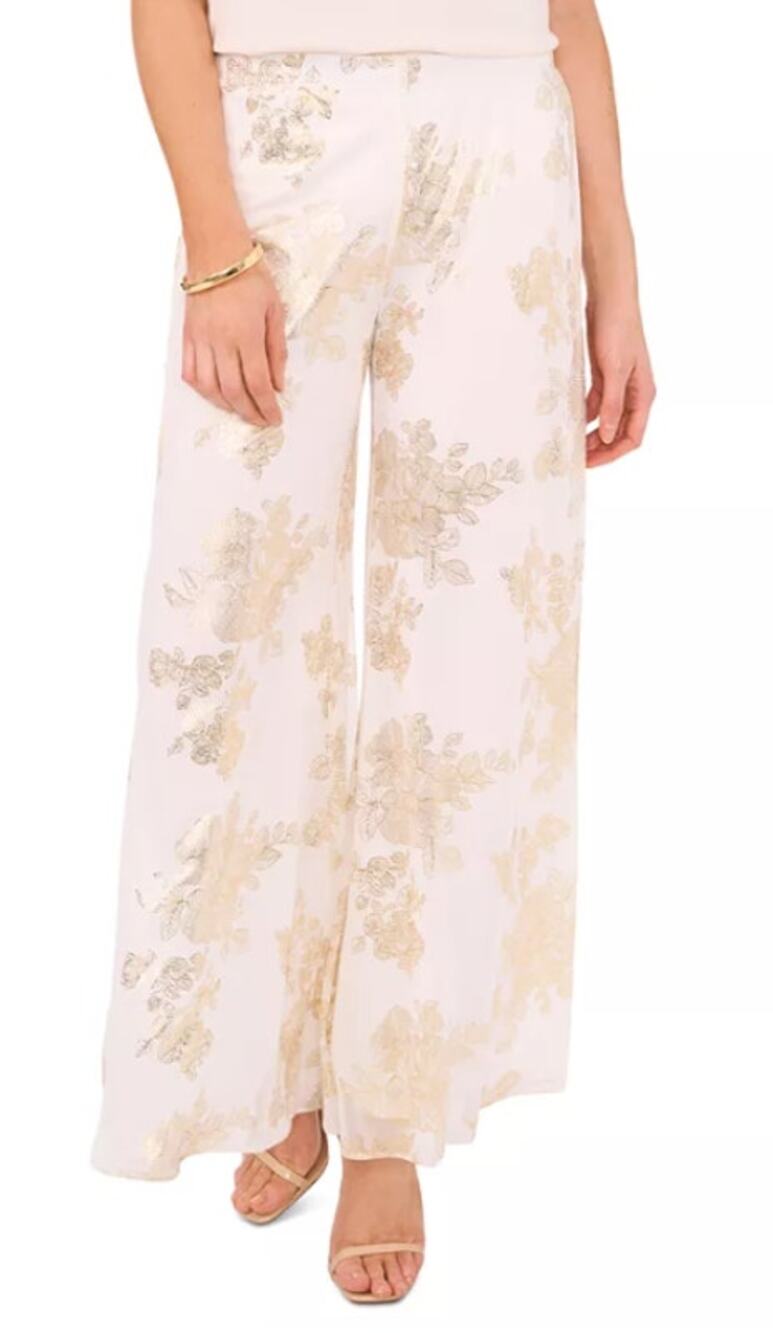 MSK Women's Glitter Chiffon Wide Leg Pull On Pants Size XL